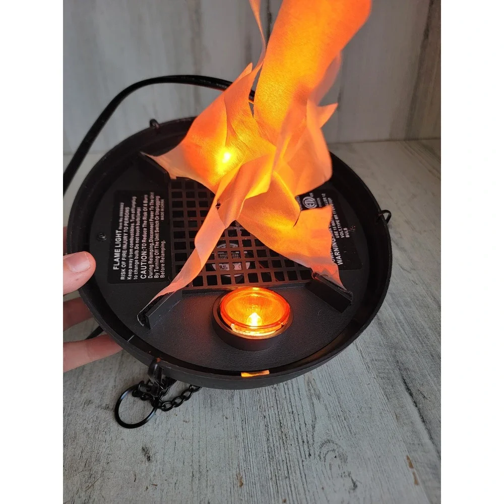 Spirit Halloween hanging‎ light up cauldron flame animated prop